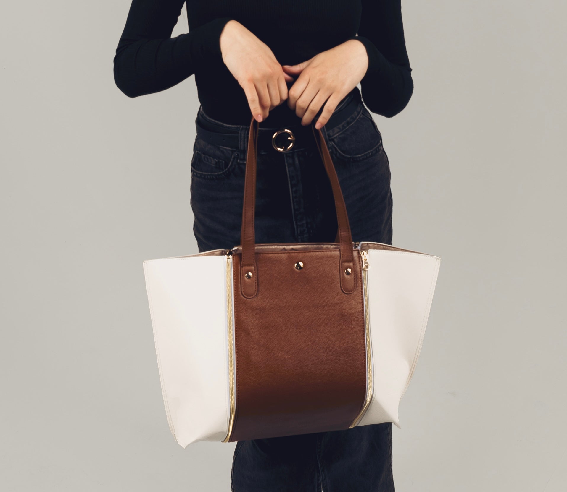 ED-Tote-Brown / White sides